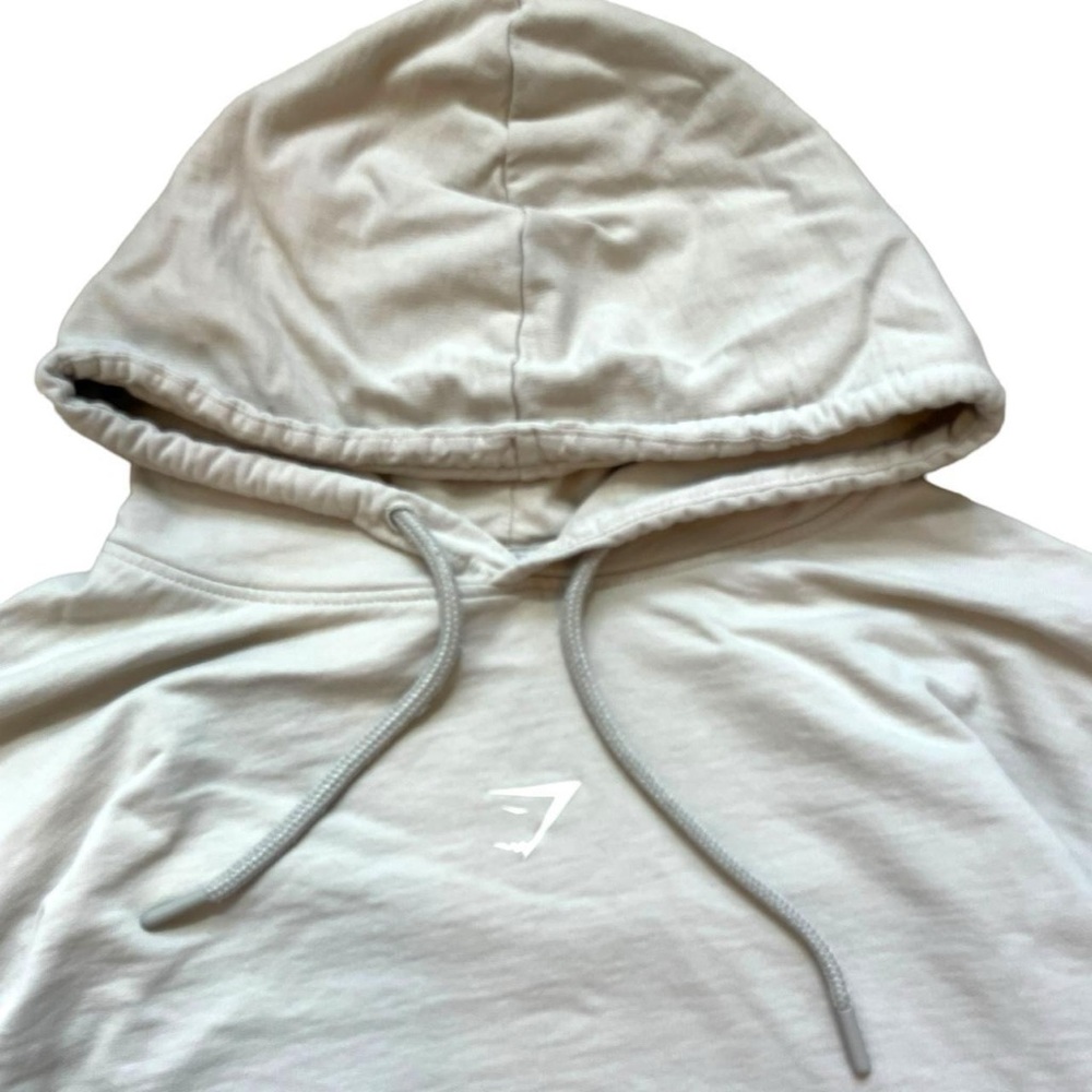 gymshark men’s cream and tan hoodie double sided spellout